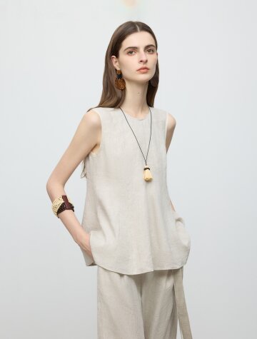 BA_Basic linen sleeveless top_LIGHT BEIGE