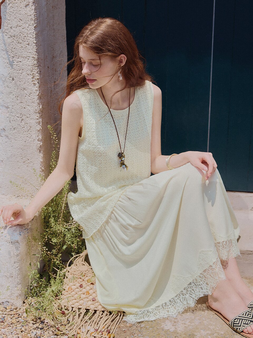 WD_Apricot fake two-piece dress