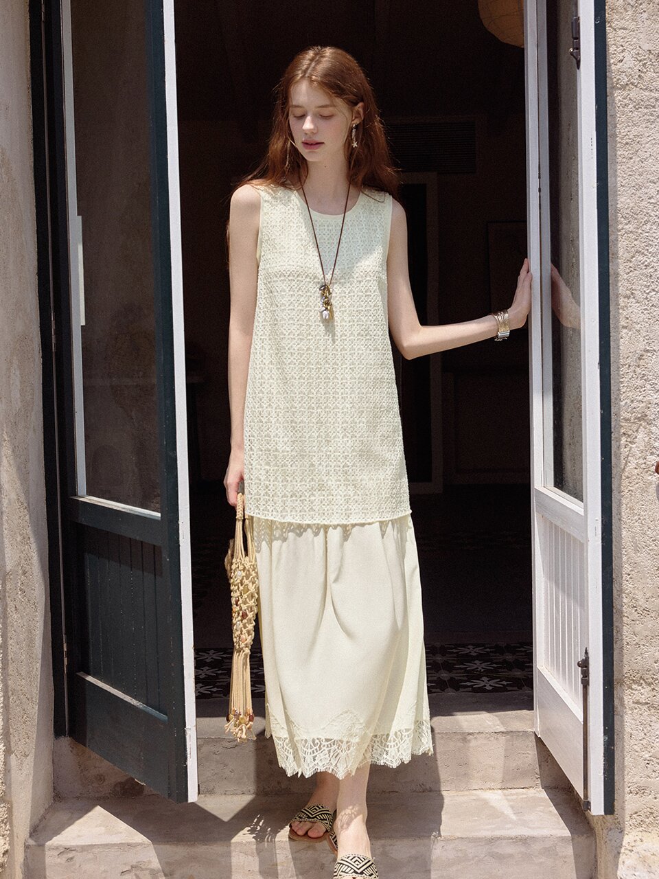 WD_Apricot fake two-piece dress