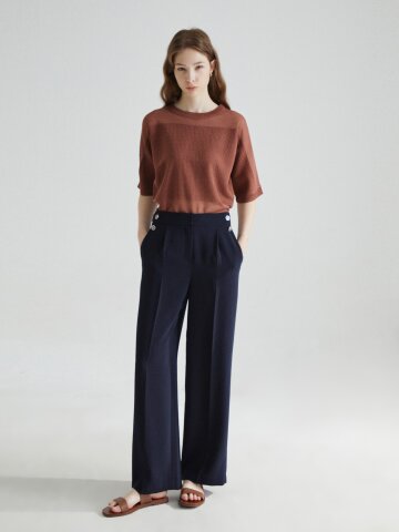 더블 버튼 원턱 와이드 팬츠 