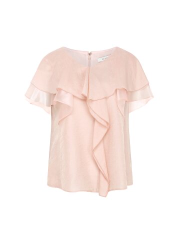 드레이프 러플 칼라 블라우스 