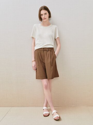 벨티드 하이 웨이스트 숏 팬츠 