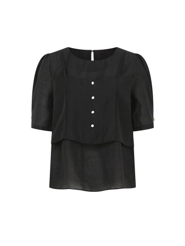 뷔스티에 레이어 퍼프 블라우스 