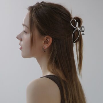 디유아모르 진주 포인트 리본 헤어 클립 집게핀