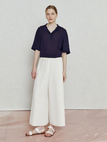 라이트 플리츠 배색 팬츠 