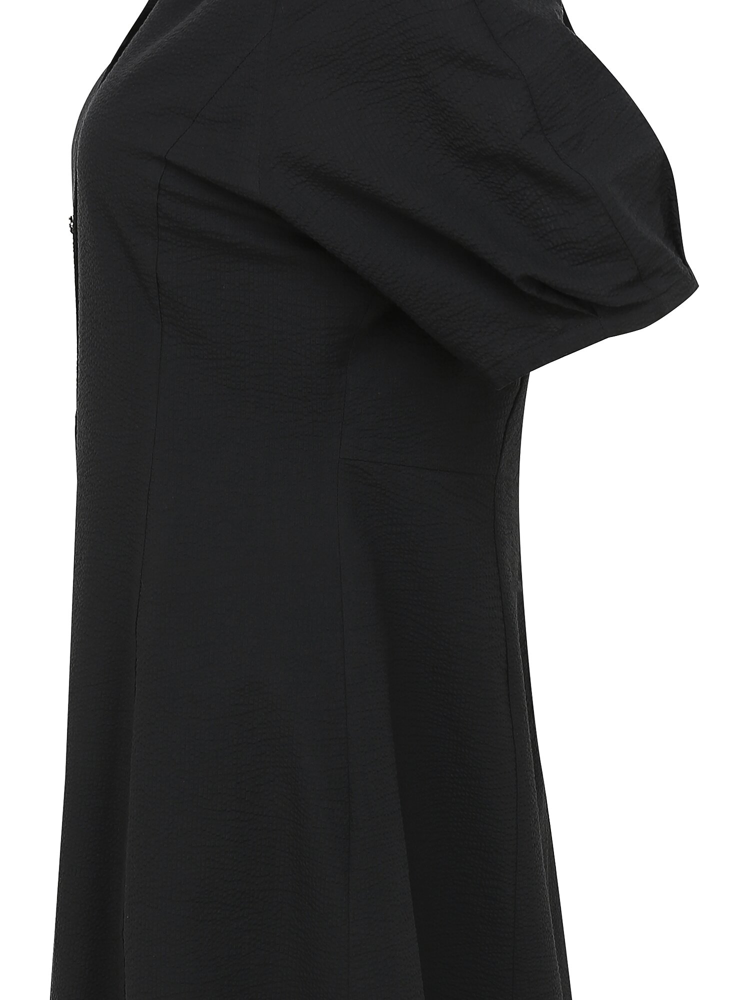 볼륨 슬리브 플레어 원피스 (BLACK)