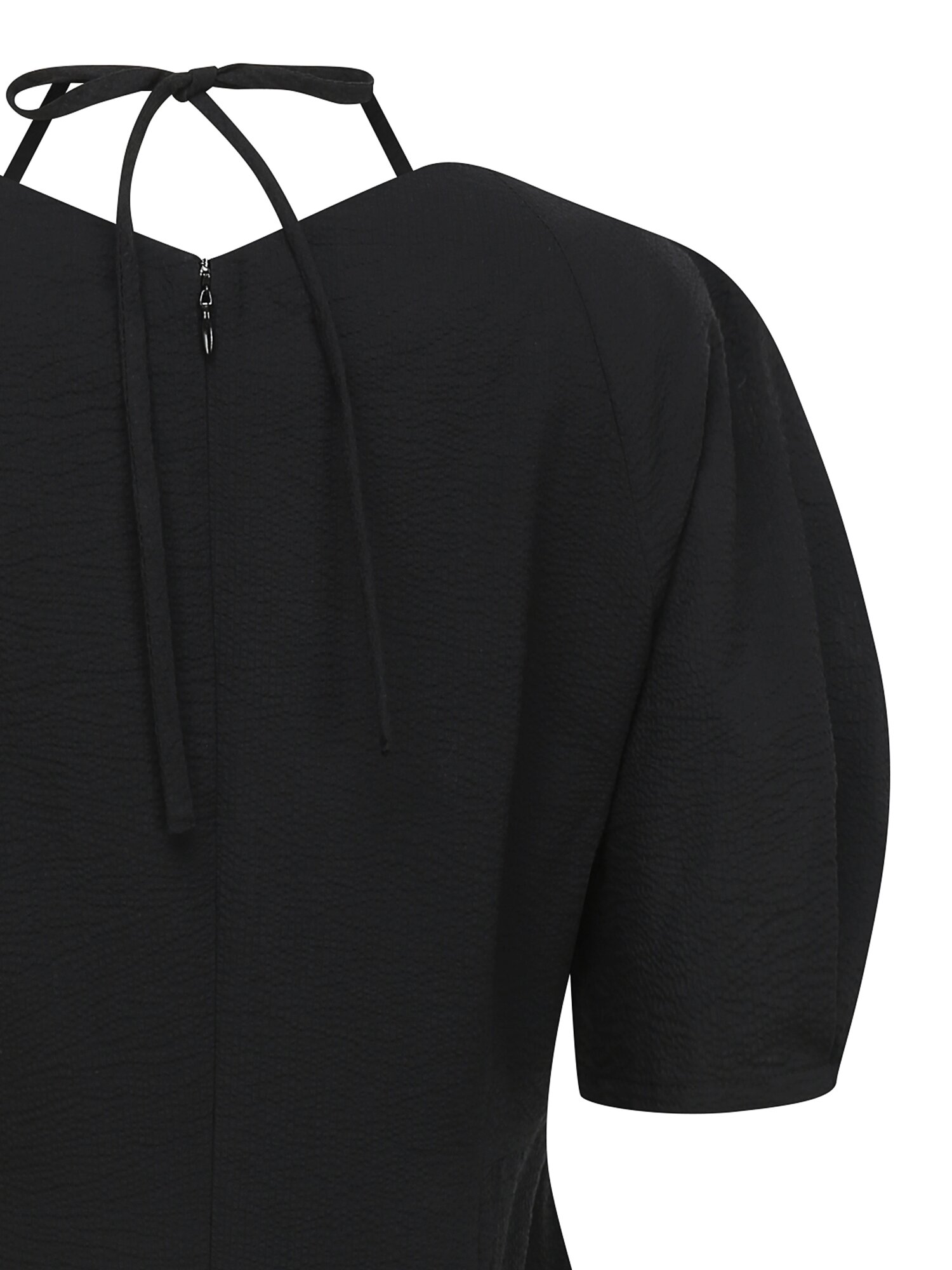 볼륨 슬리브 플레어 원피스 (BLACK)