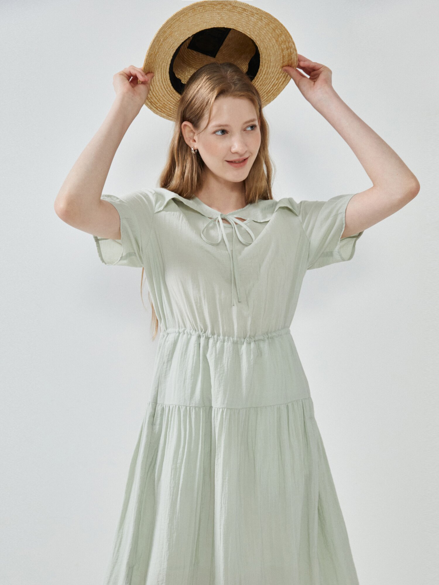 리본 레이어 티어드 원피스 (MINT)