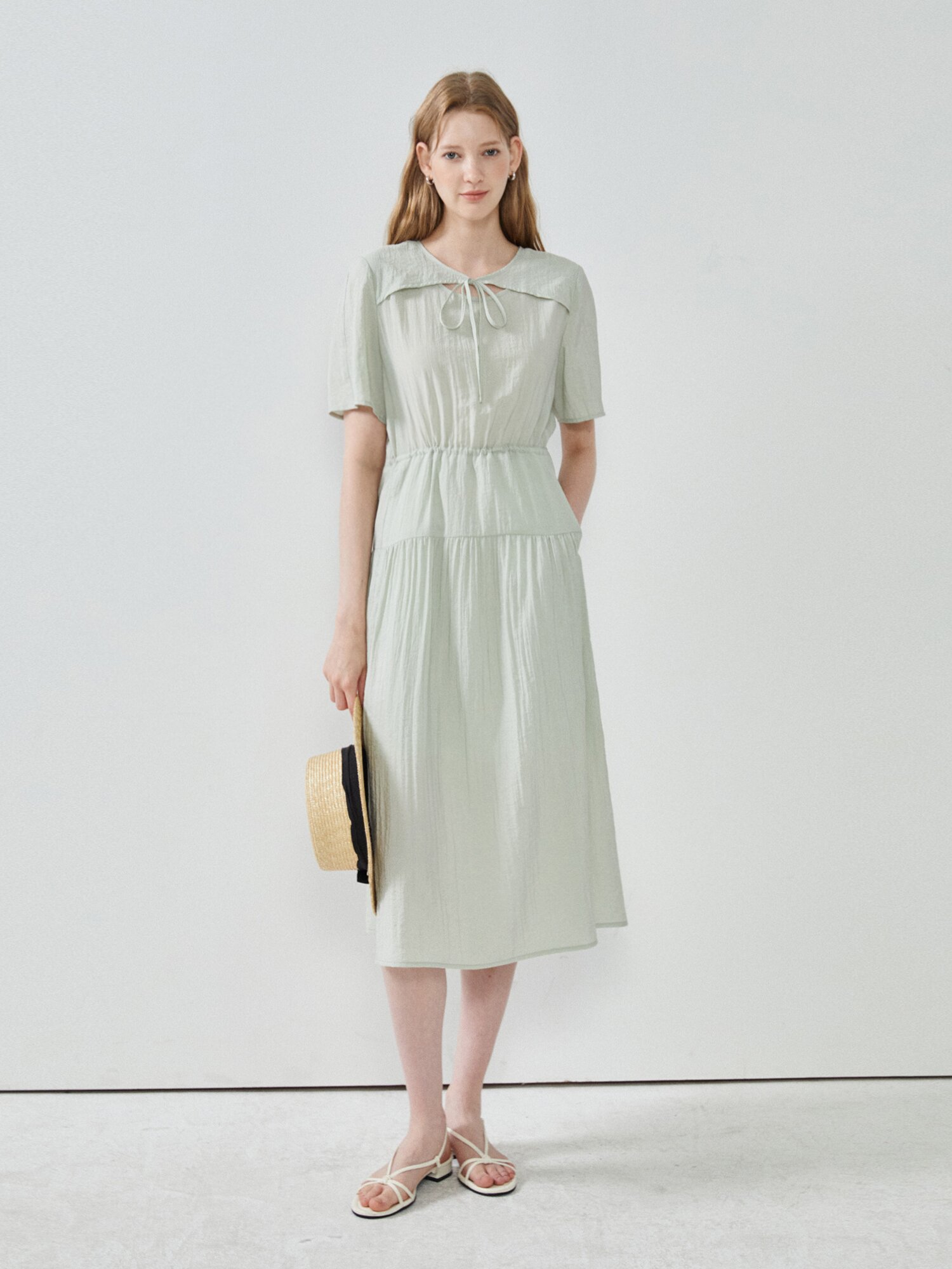 리본 레이어 티어드 원피스 (MINT)