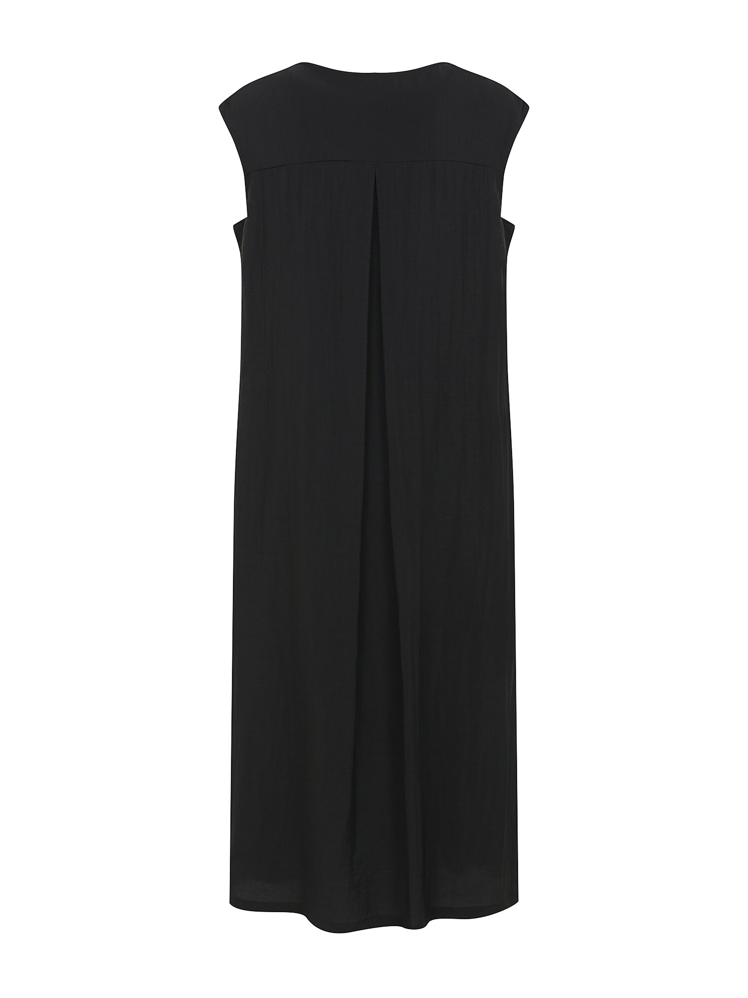 핀턱 슬리브리스 스퀘어넥 원피스 (BLACK)