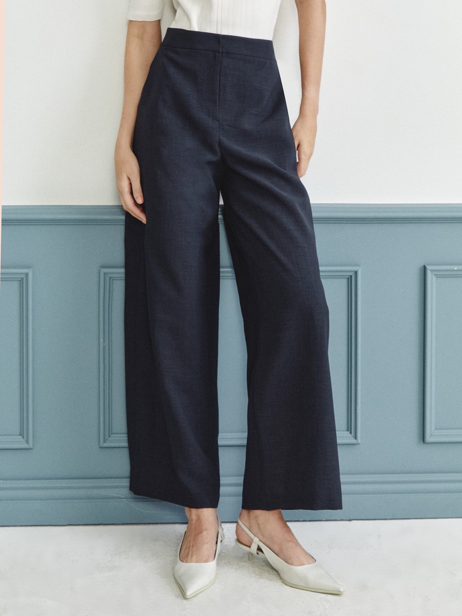 히든 버튼 퀼로트 팬츠 (DARK GREY)