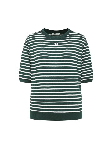 스트라이프 로고 자수 티셔츠 