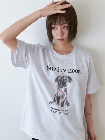 Sunday noon print T-shirts_LIGHT GREY