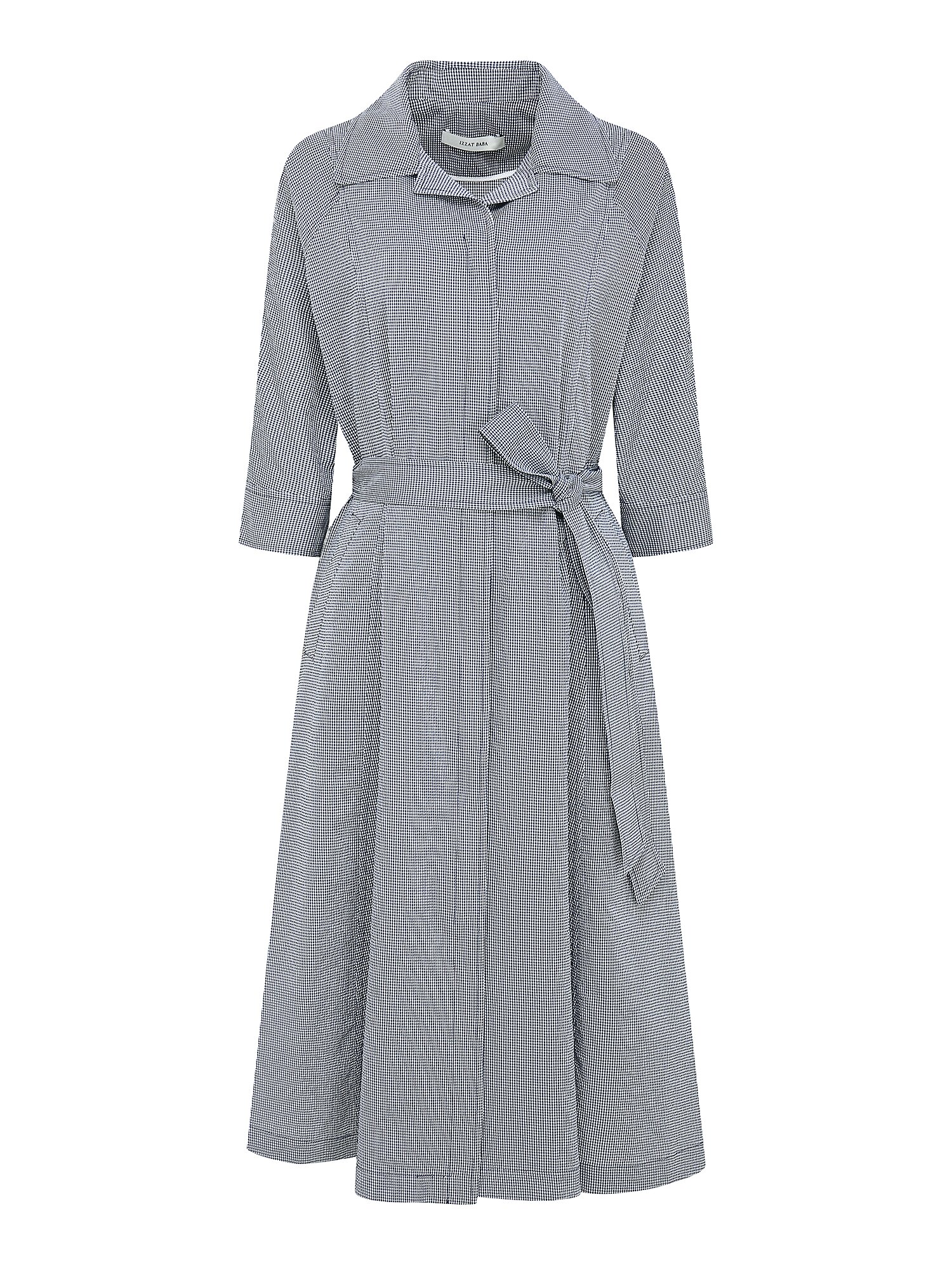 집업 플레어 셔츠 원피스 (CHECK NAVY)