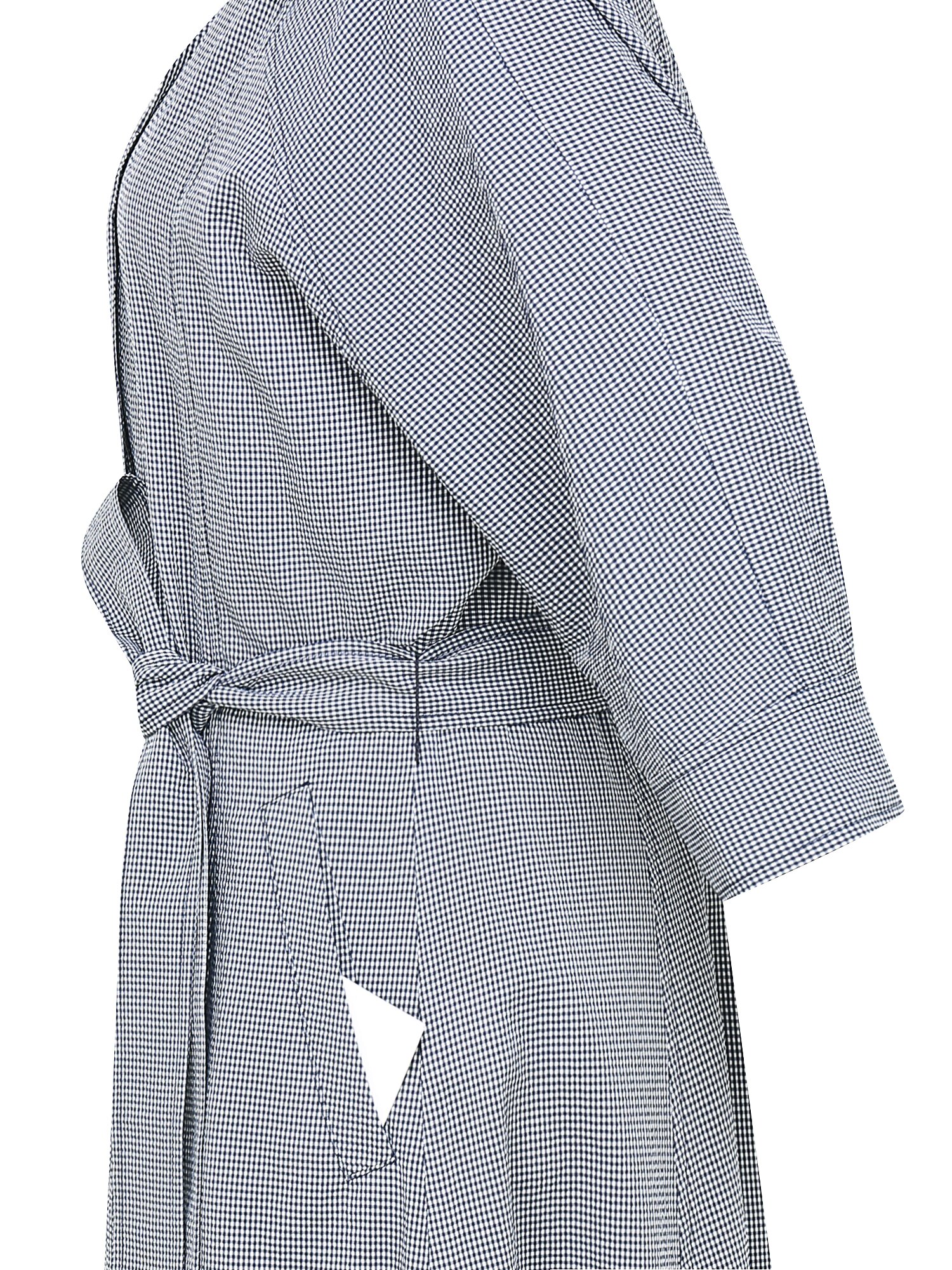 집업 플레어 셔츠 원피스 (CHECK NAVY)