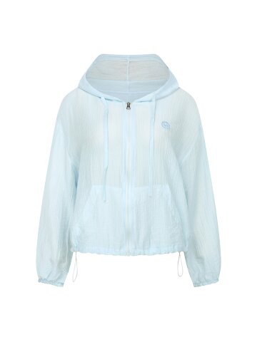 시스루 자수 후드 집업 점퍼 