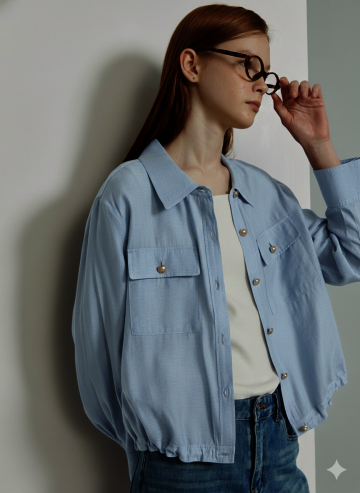 아웃 포켓 스트링 블라우스 