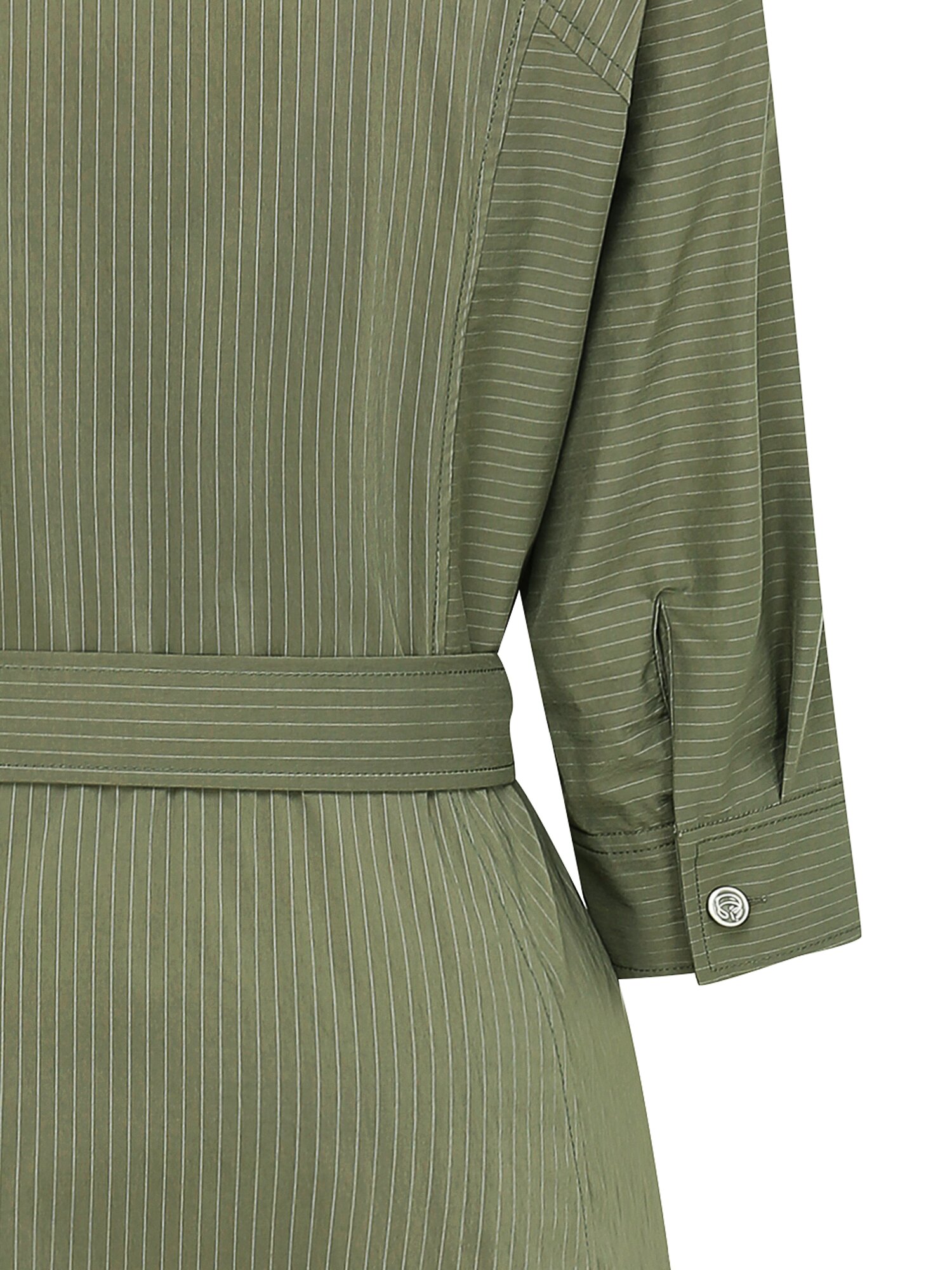 집업 플레어 셔츠 원피스 (STRIPE KHAKI)