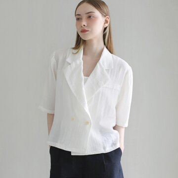 스트럭처 볼륨 슬리브 재킷 - WHITE