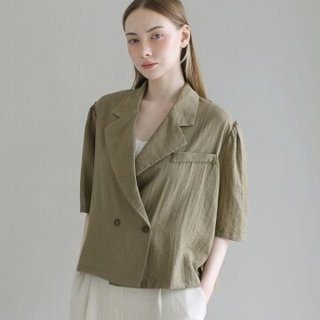 스트럭처 볼륨 슬리브 재킷 - BROWN