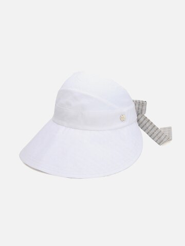 체크 탈부착 리본 와이드챙 썬캡 로스던 (4 colors)