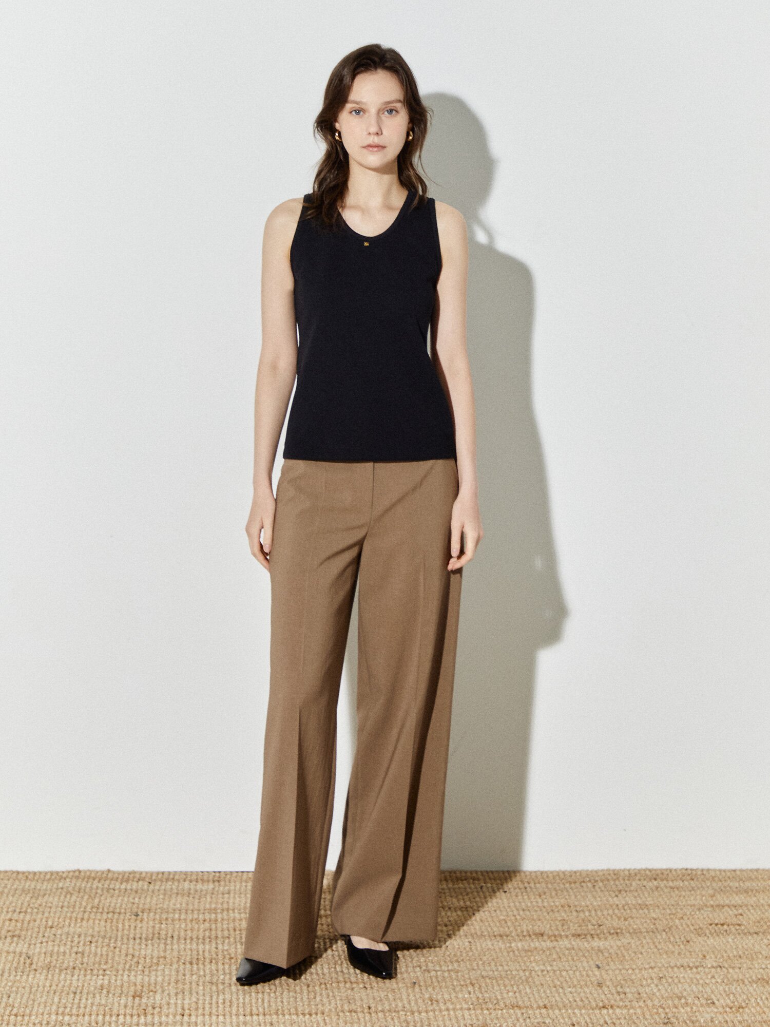 소프트 텍스처 캐주얼 탑 (BLACK)
