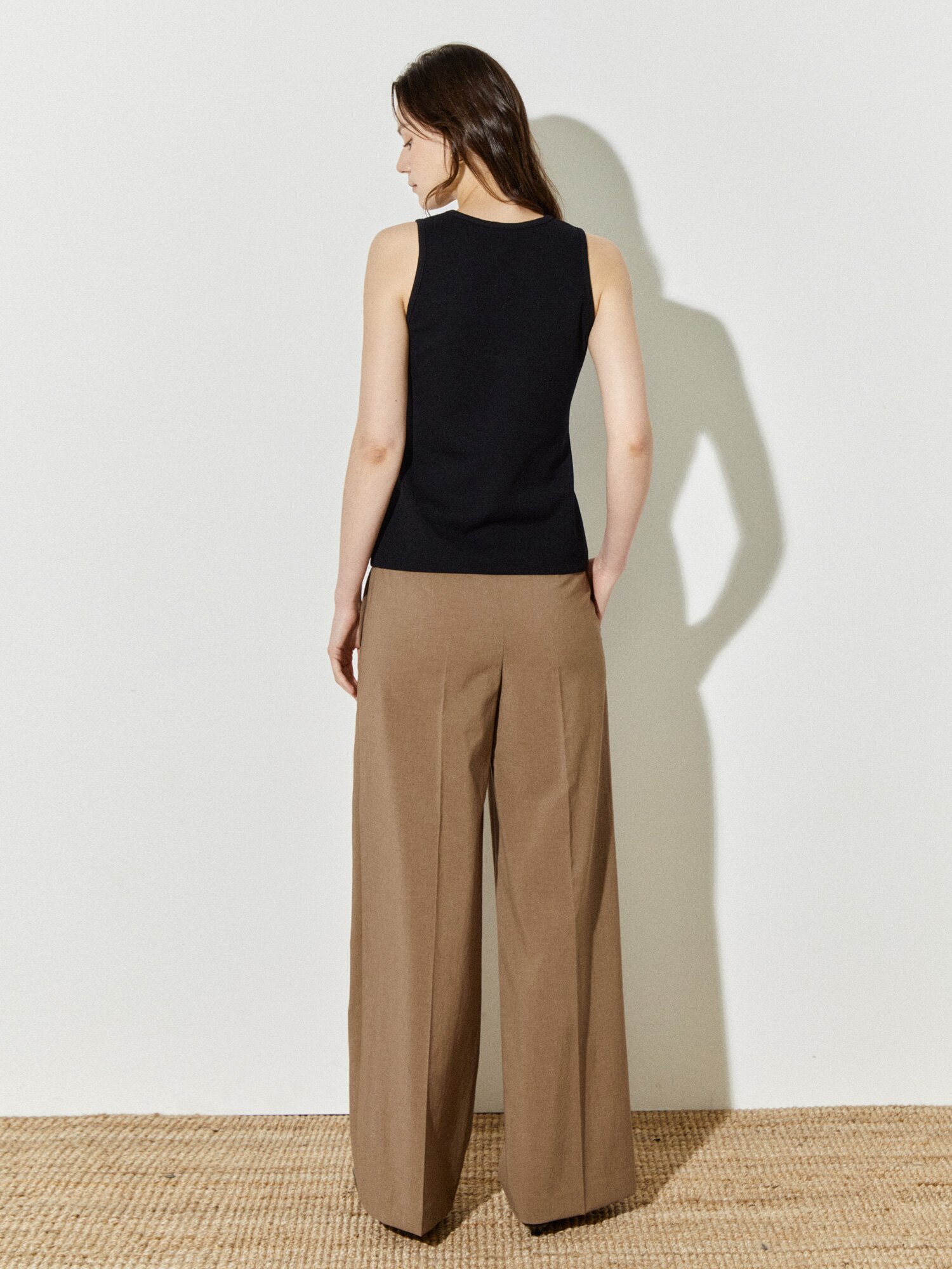 소프트 텍스처 캐주얼 탑 (BLACK)