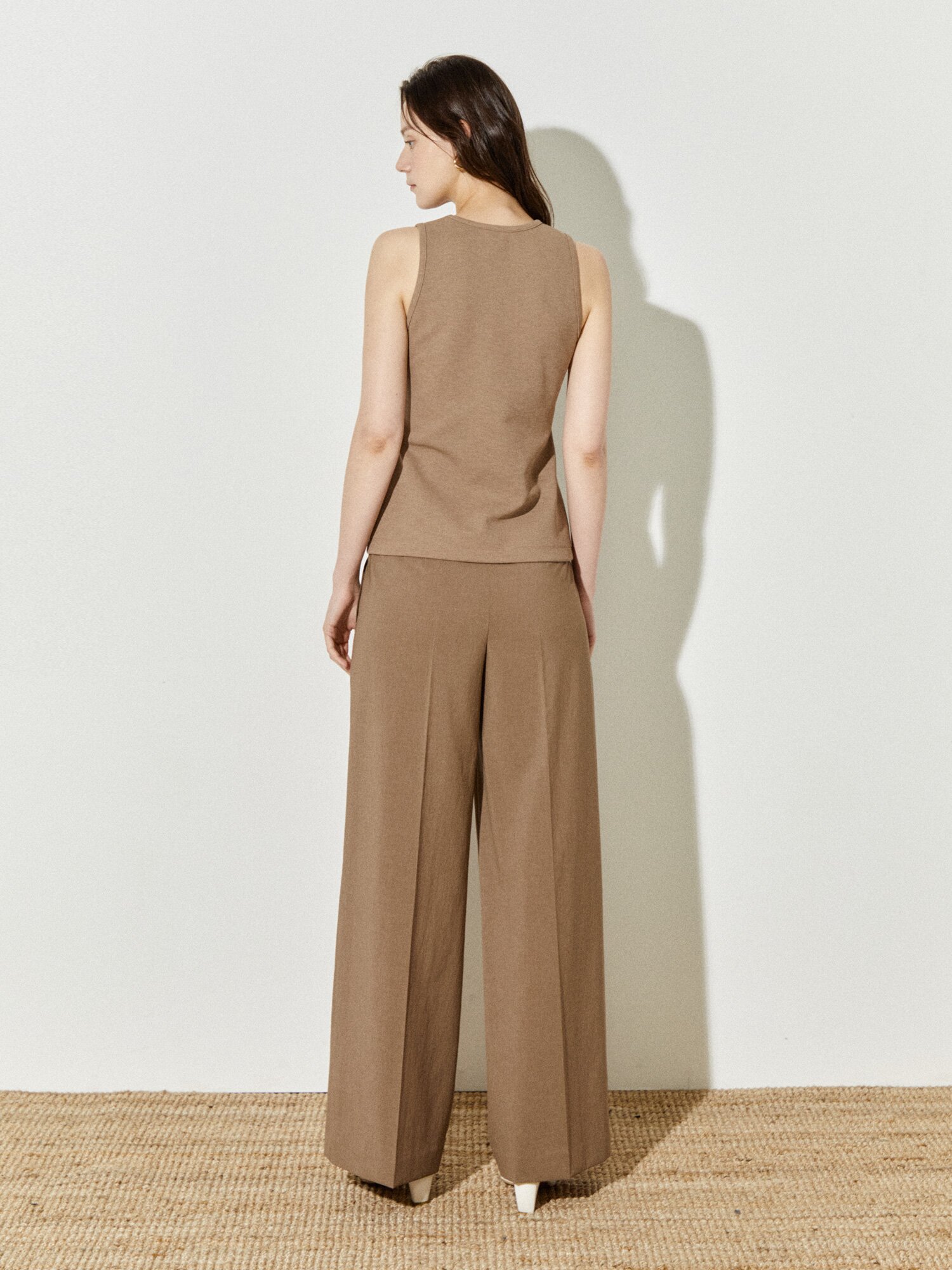 소프트 텍스처 캐주얼 탑 (BROWN)