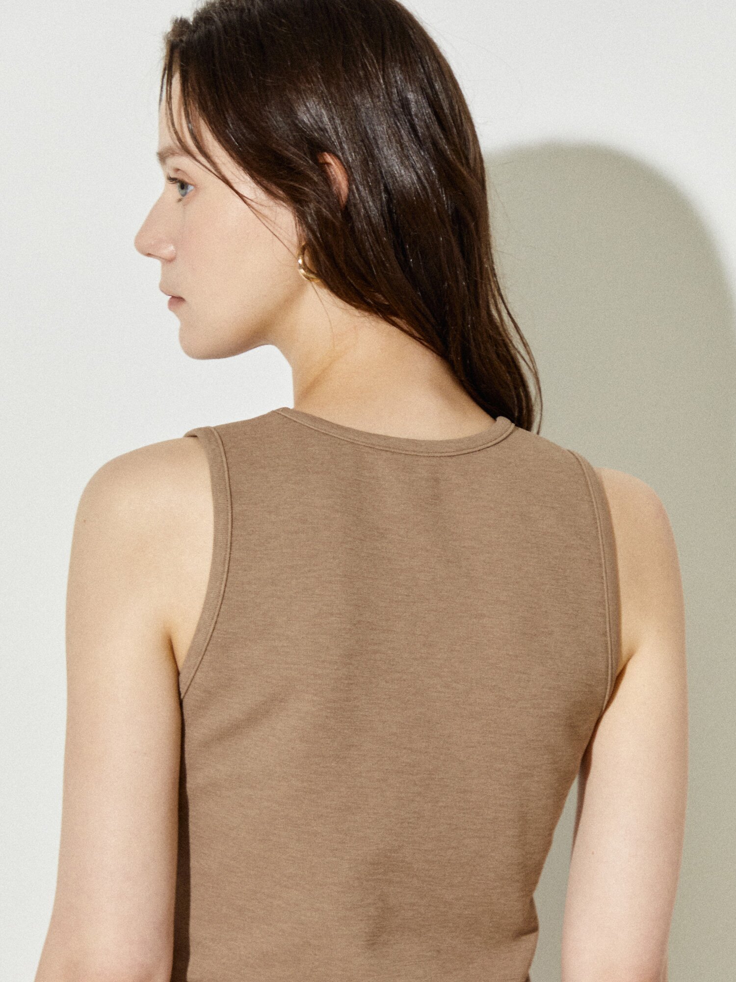 소프트 텍스처 캐주얼 탑 (BROWN)