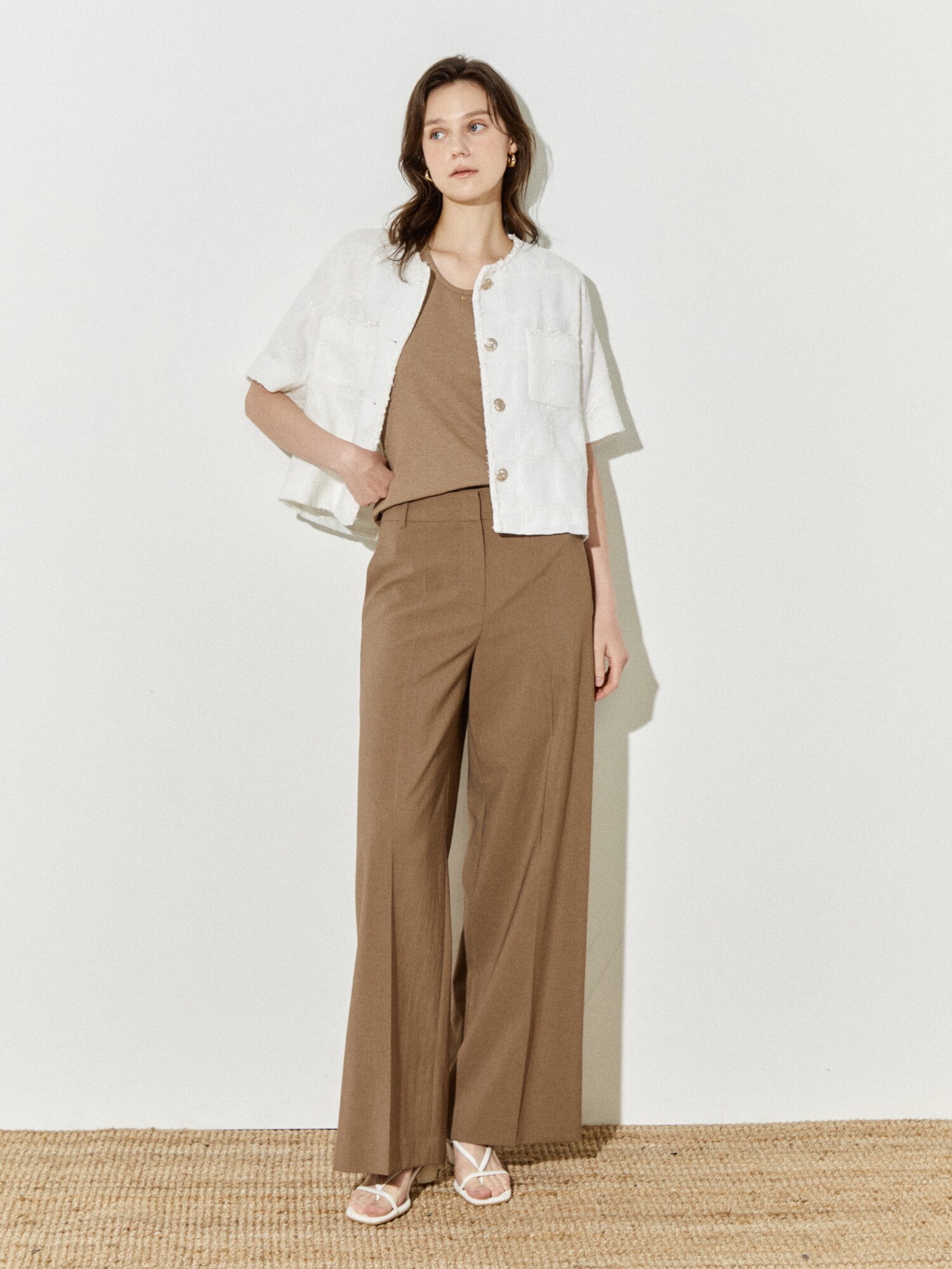 소프트 텍스처 캐주얼 탑 (BROWN)