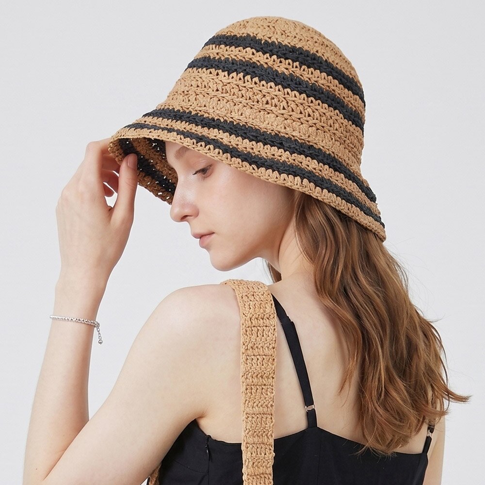 누앙 여름 뜨개 밀짚 지사 버킷햇 벙거지 모자 K250