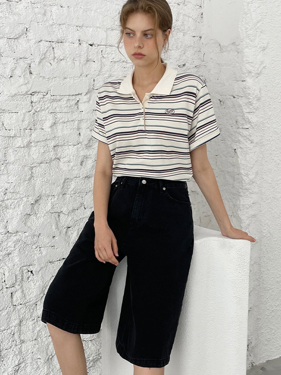 Rugby stripe collar t-shirt