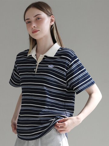 Rugby stripe collar t-shirt