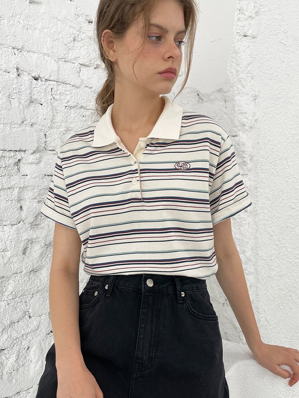 Rugby stripe collar t-shirt