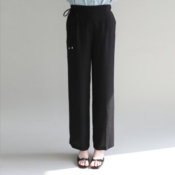 내추럴 텍스처 와이드 팬츠 - BLACK