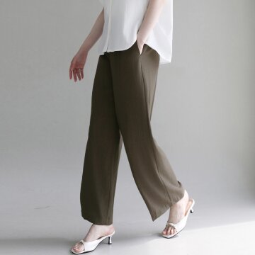 내추럴 텍스처 와이드 팬츠 - BROWN