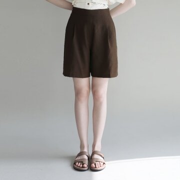 소프트 뒷밴딩 하프 팬츠 - BROWN