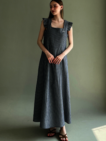 Stripe ruffle dress - Navy