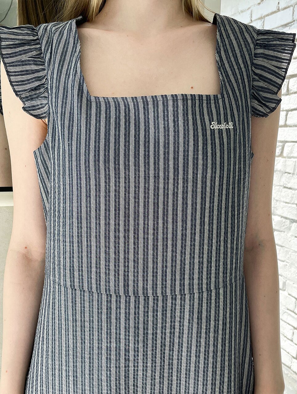 Stripe ruffle dress - Navy