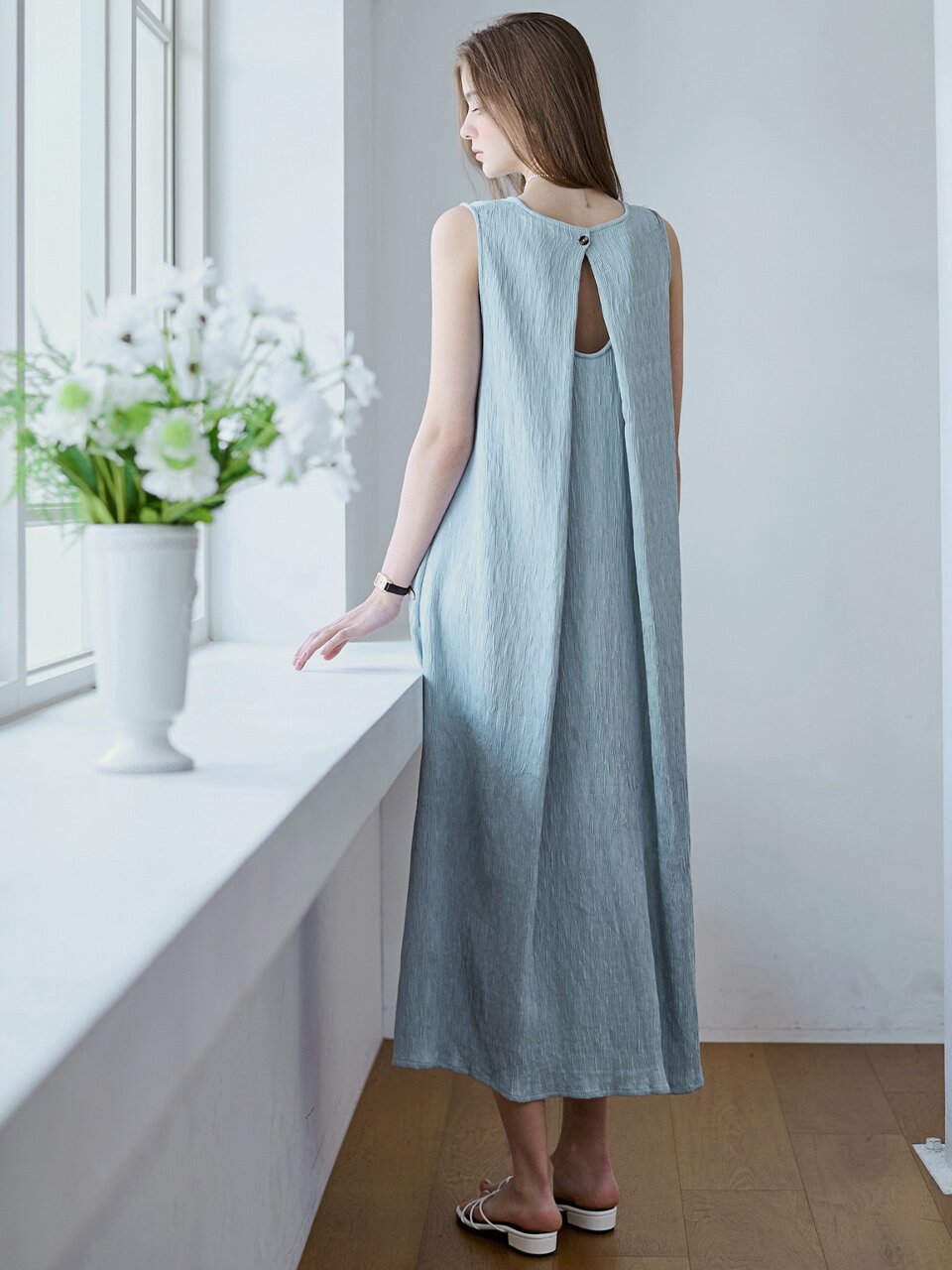 [12차][컬러추가] Back slit pleated midi dress_5 Colors