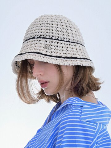 배색 라인 지사 버킷햇_3color