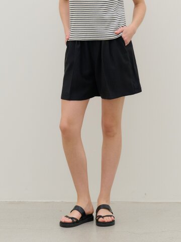 MET linen blending set pintuck shorts soft black