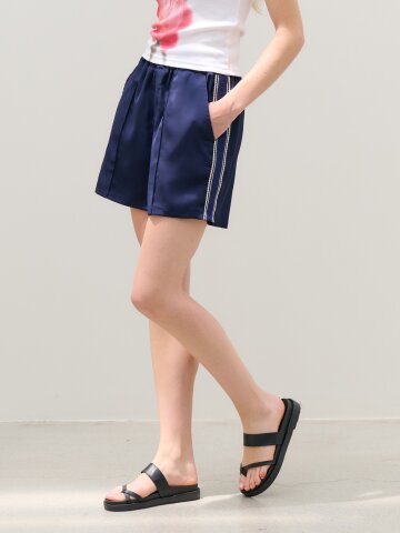 MET side detail pintuck shorts slacks metapher navy