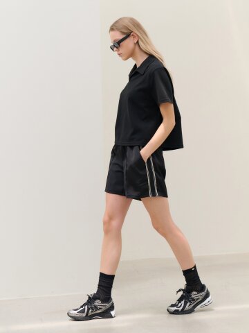 MET collar T-shirt & shorts slacks set