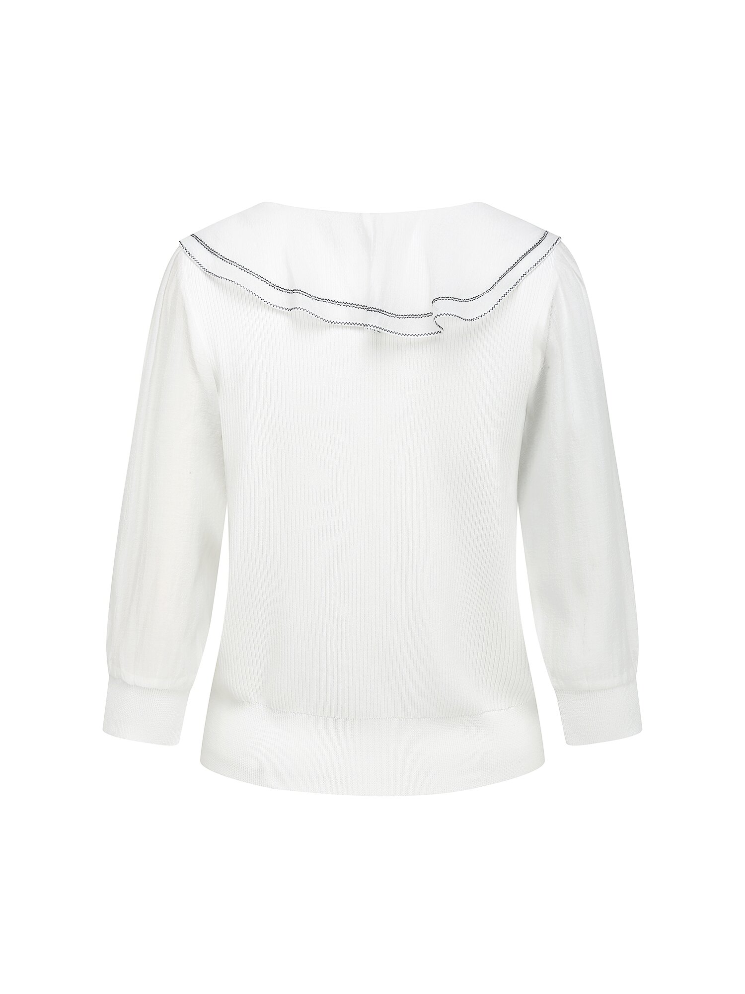 스티치 러플 칼라 풀오버 니트 (WHITE)