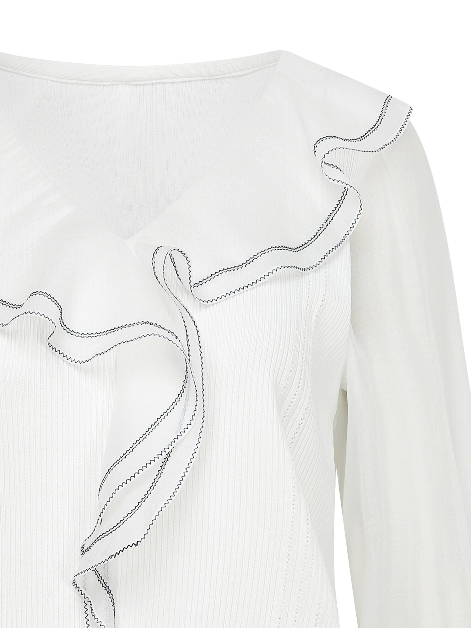 스티치 러플 칼라 풀오버 니트 (WHITE)