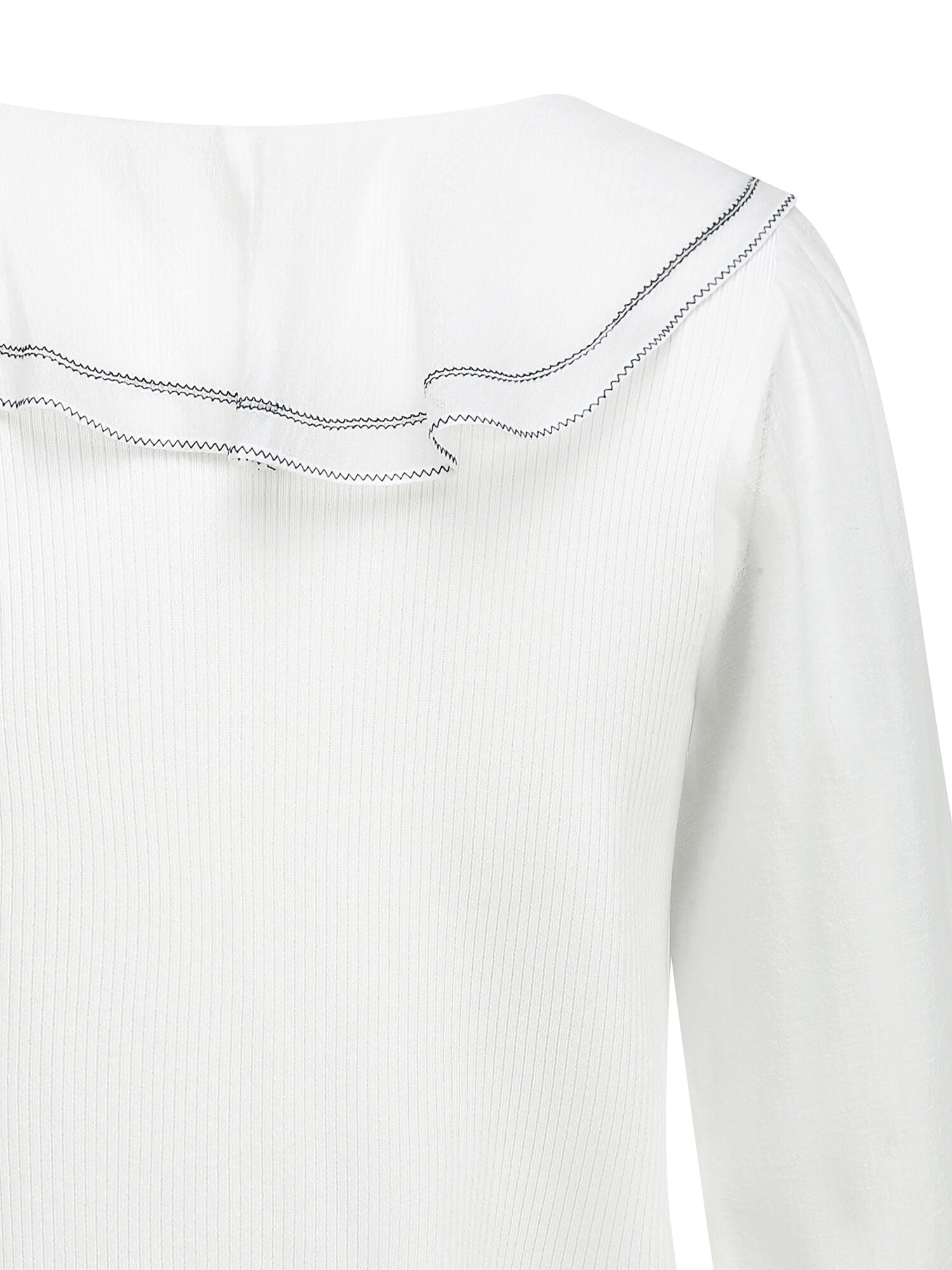 스티치 러플 칼라 풀오버 니트 (WHITE)