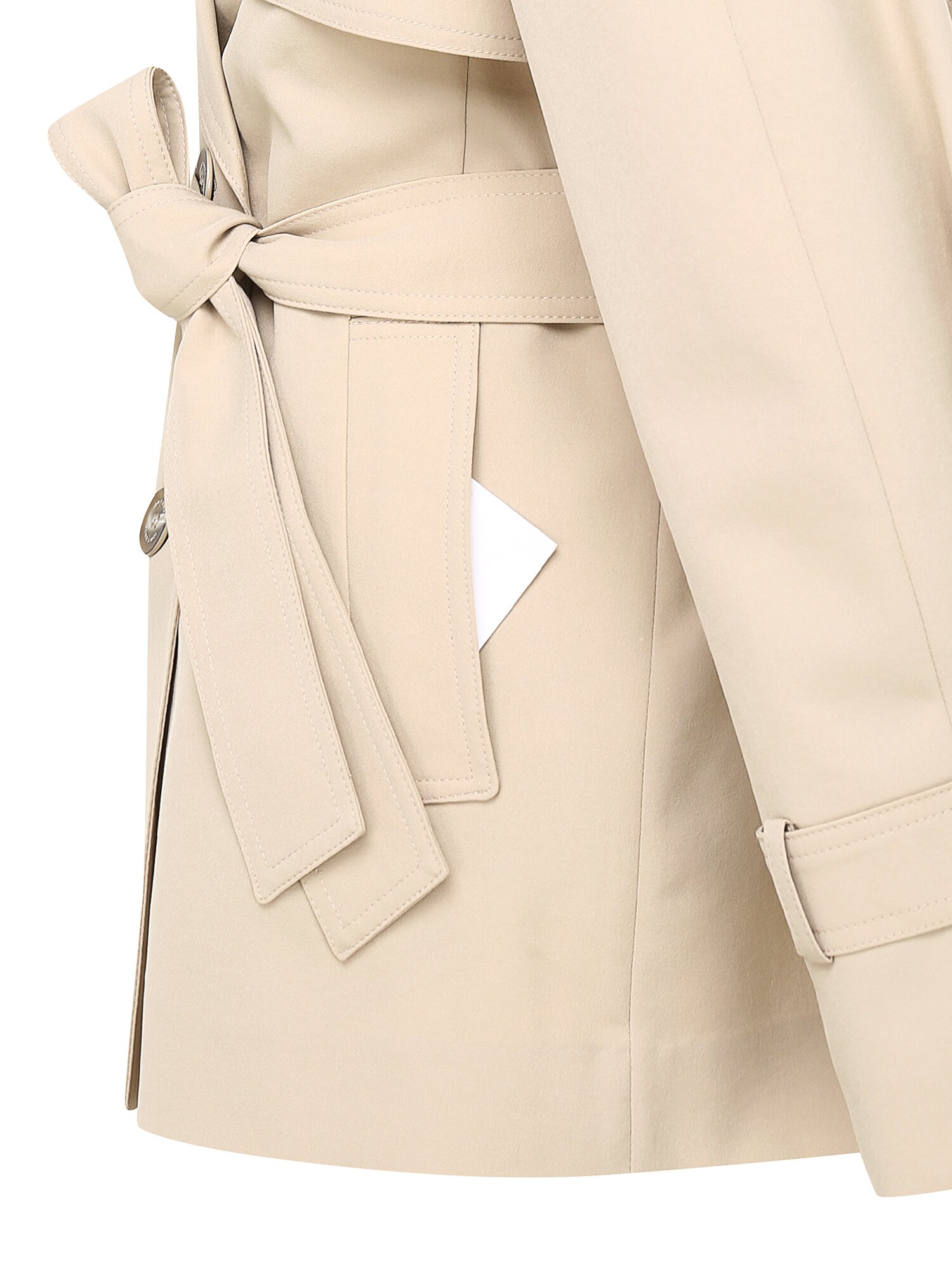 백 플리츠 더블 하프 트렌치 코트 (BEIGE)