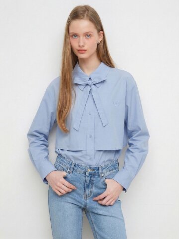 타이 레이어 플랩 블라우스 