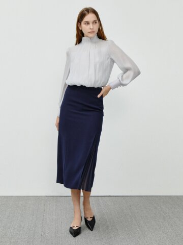 언밸런스 플리츠 H라인 스커트 